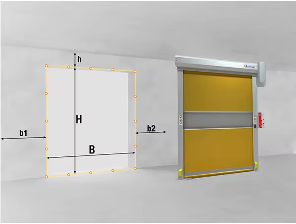 high speed door opening measurement width height headroom side room