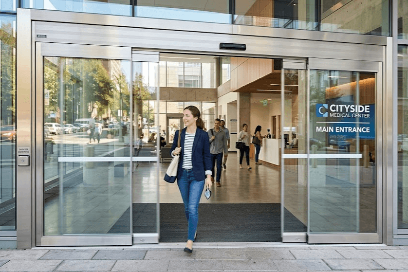 Glass automatic doors