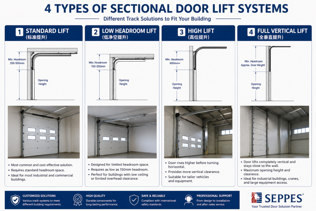 Common Industrial Sectional Door Lift Types