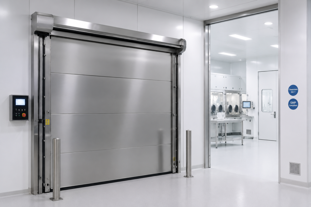 industrial stainless steel sectional overhead door for pharmaceutical factory