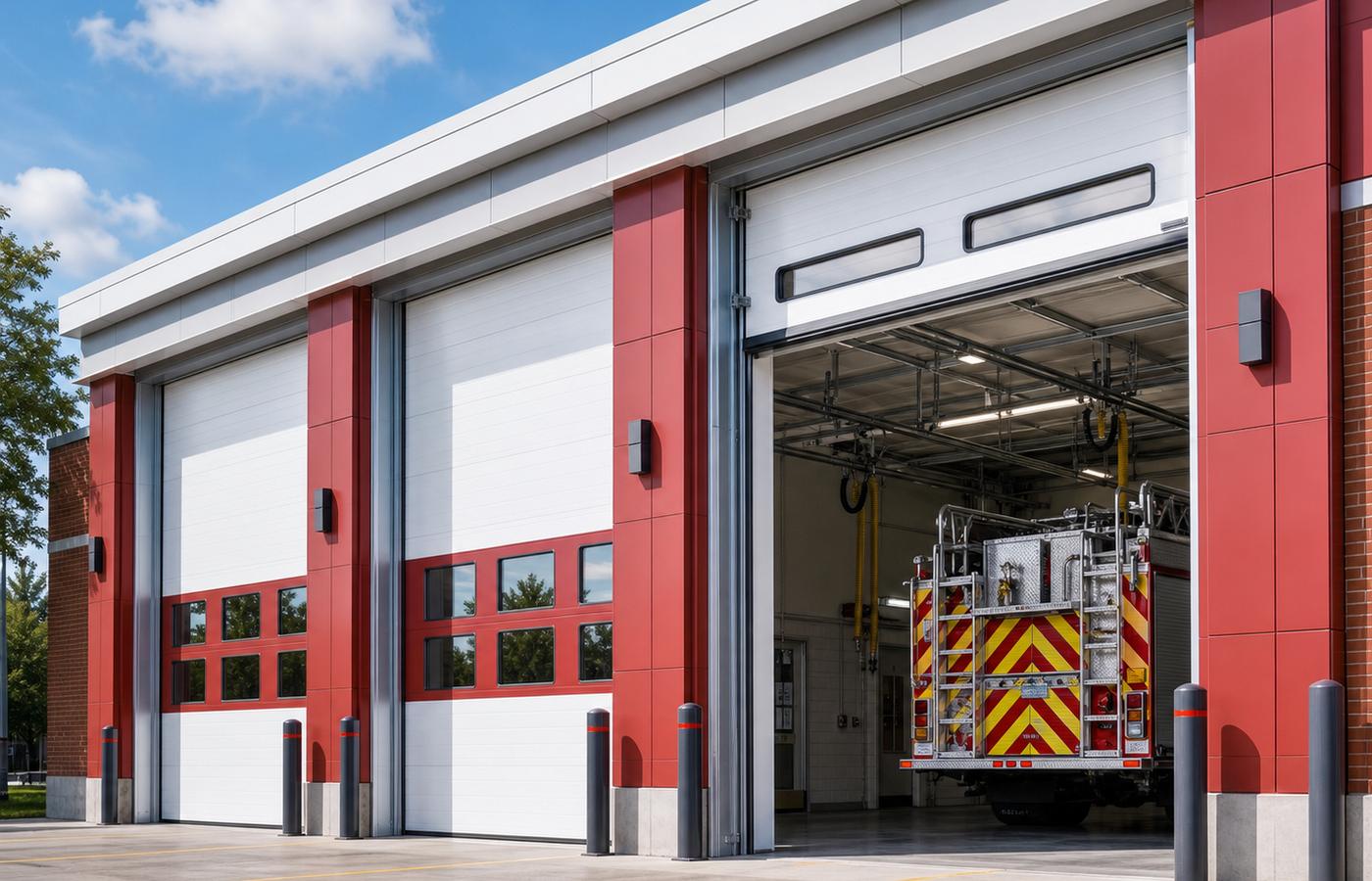 Feuerwehr-Fahrzeughallentore für den Zugang von Einsatzfahrzeugen