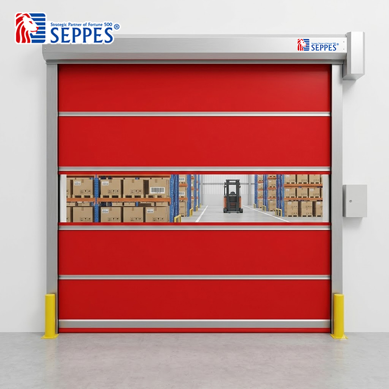 high speed door for forklift traffic in warehouse aisle