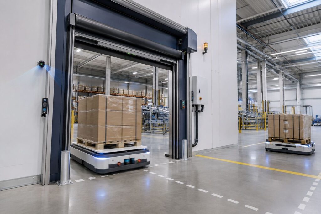automatic high speed doors opening for AMR traffic
