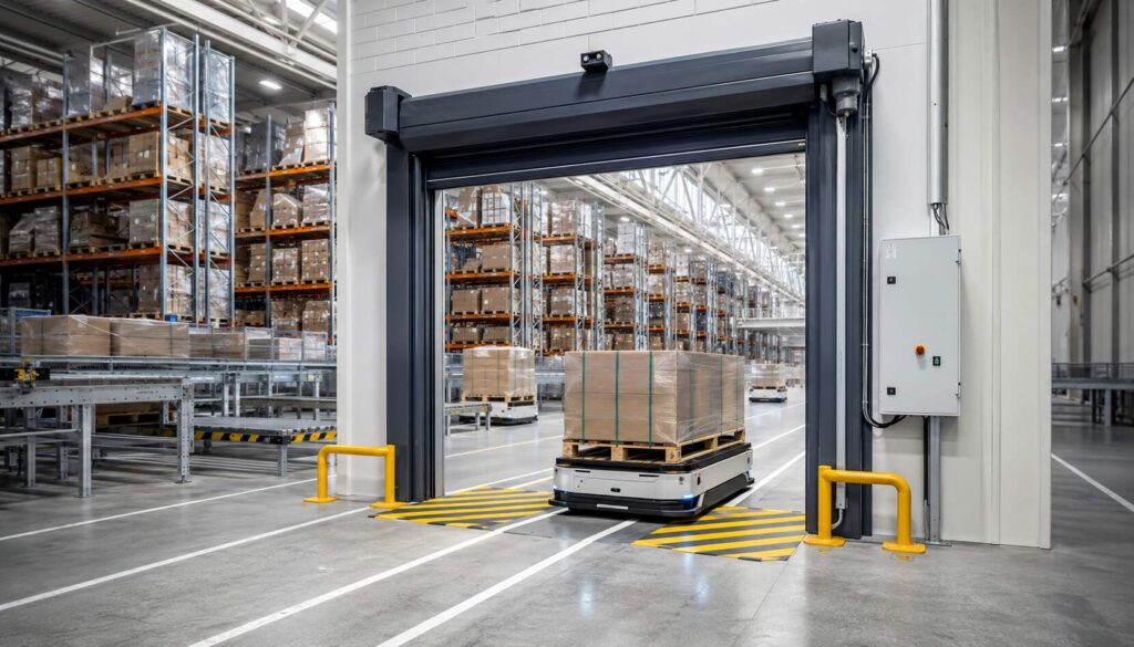 automatic high speed doors for robot-centric warehouses