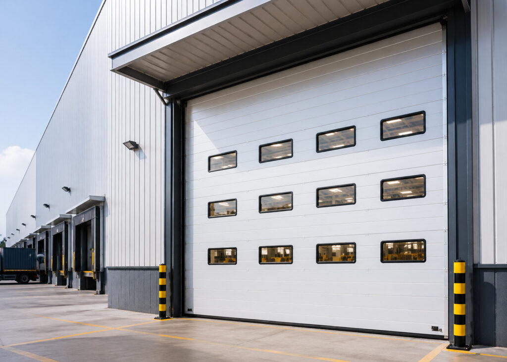 Industrial Sectional Overhead Door with Vision Windows – Factory Project Case
