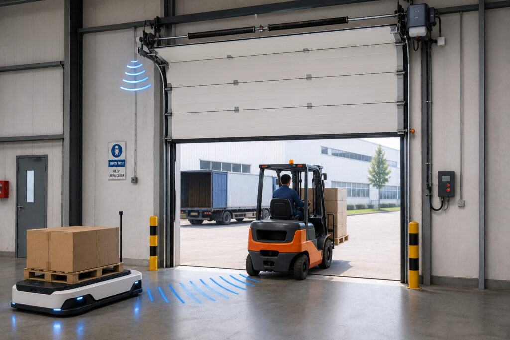 automatic sectional door for warehouse application