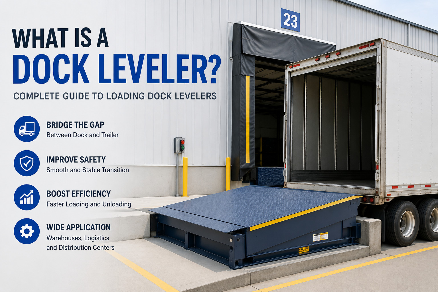 dock leveler at a warehouse loading dock