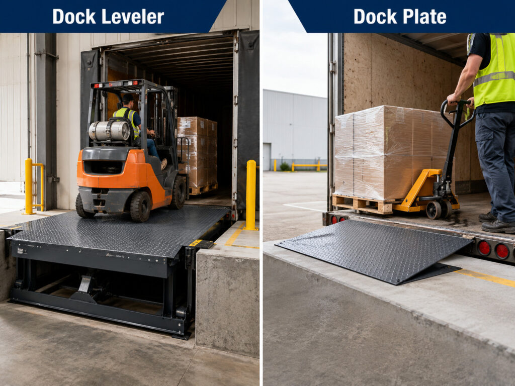 dock leveler vs dock plate comparison
