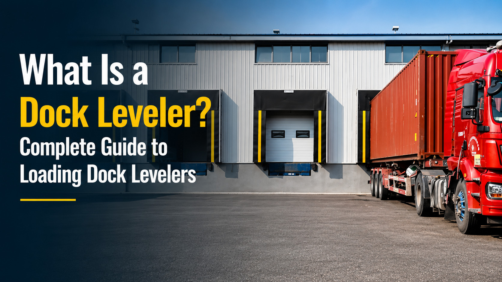 Dock leveler at warehouse loading dock with truck and dock shelter