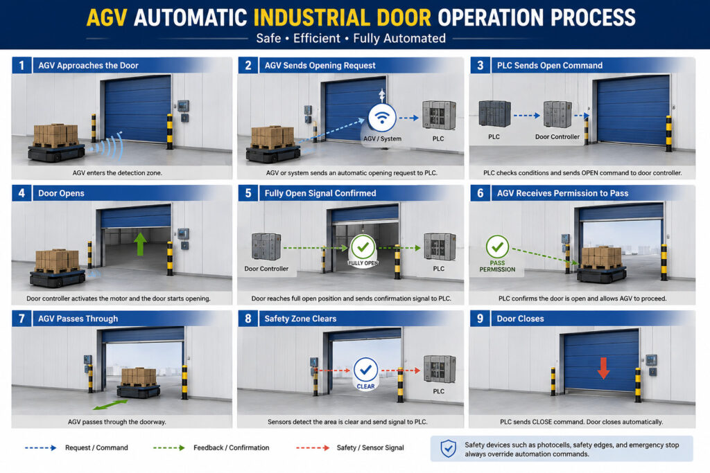 AGV automatic industrial door operation process
