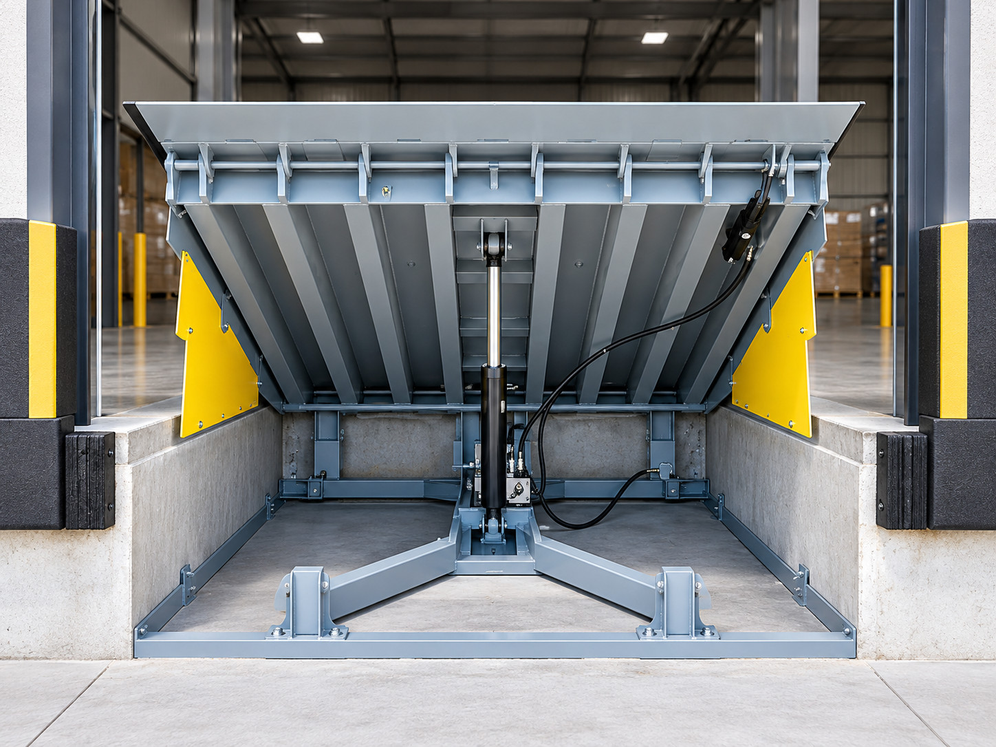hydraulic loading dock leveler for meat processing plant