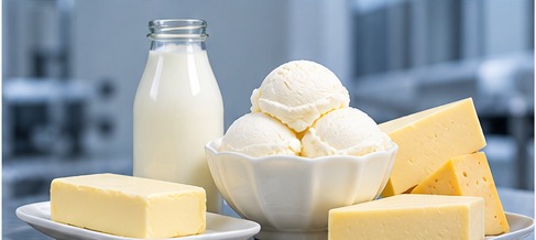 Dairy products stored in temperature controlled cold storage