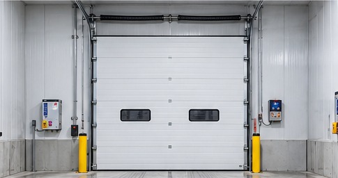 Insulated overhead door for dairy freezer warehouse
