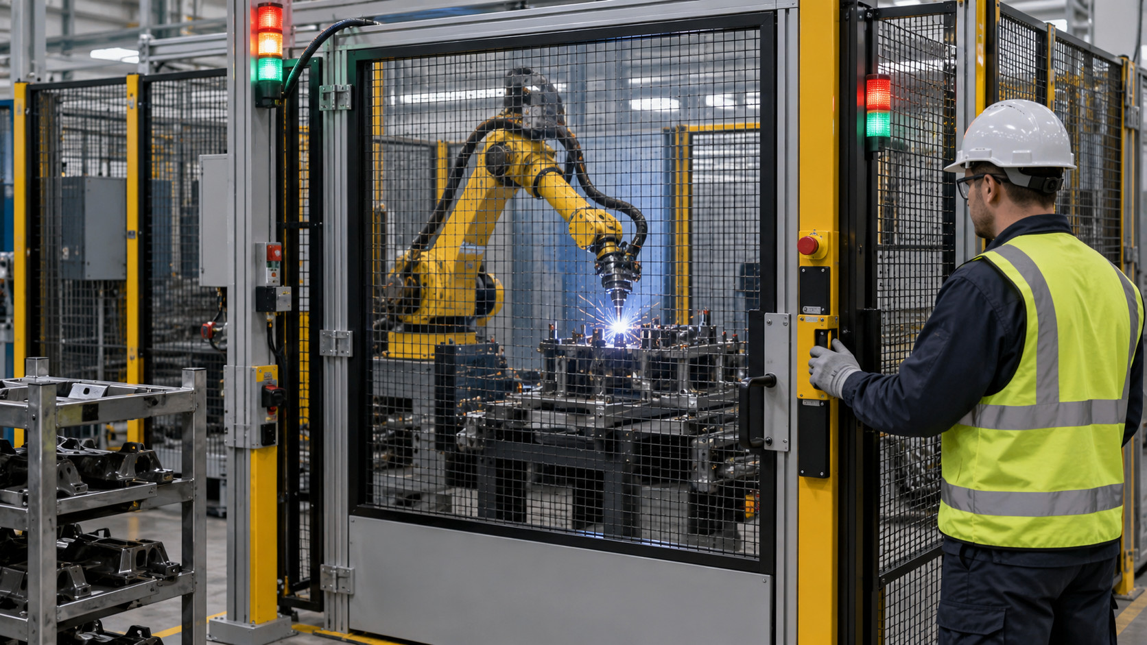 robot cell safety door interlock for machine guarding systems