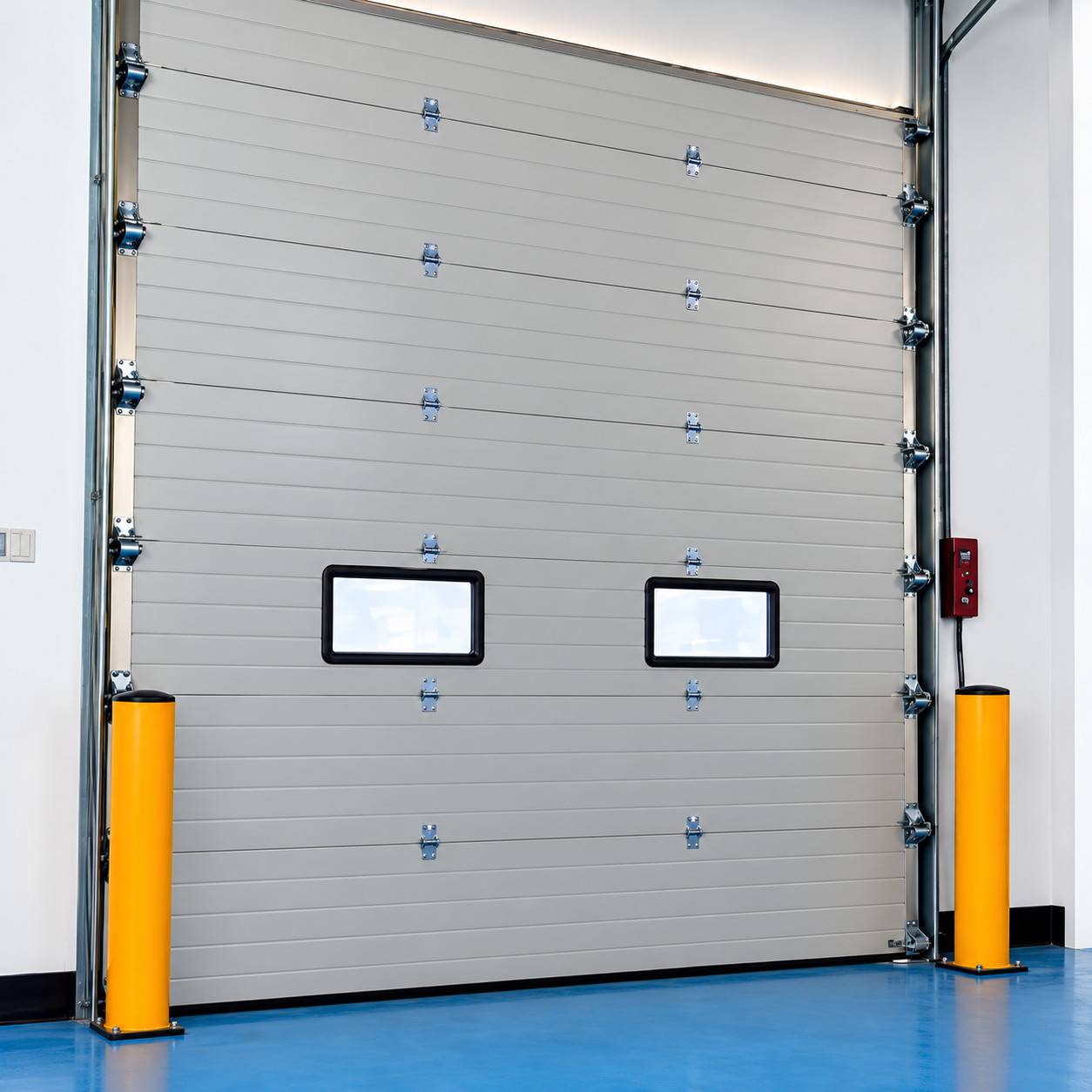 Doorway protection for an industrial door exposed to forklift traffic
