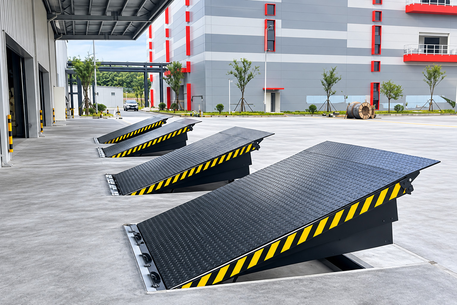 Dock leveler pit dimensions and hydraulic loading dock installation for industrial warehouses