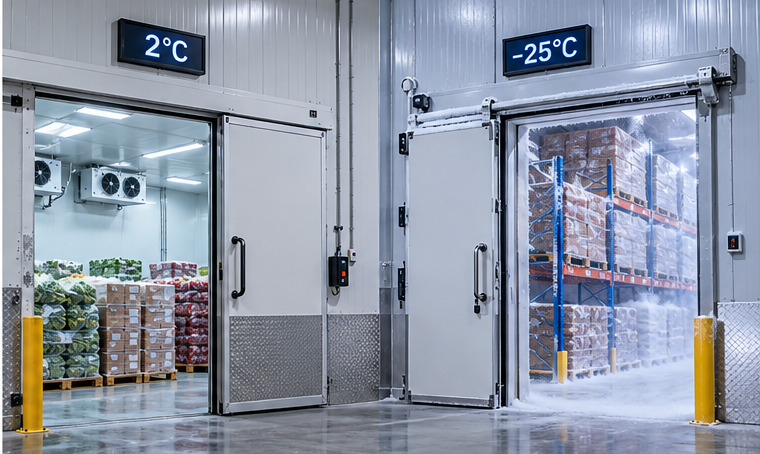 Cold storage door selection for chilled and frozen warehouse temperatures